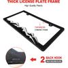Mountain License Plate Frames- Plastic Black Car Tag Holder Bracket With Screws Caps, 2 Packs 2 Hole, White On Black, Mountain Vinyl Sticker Included
