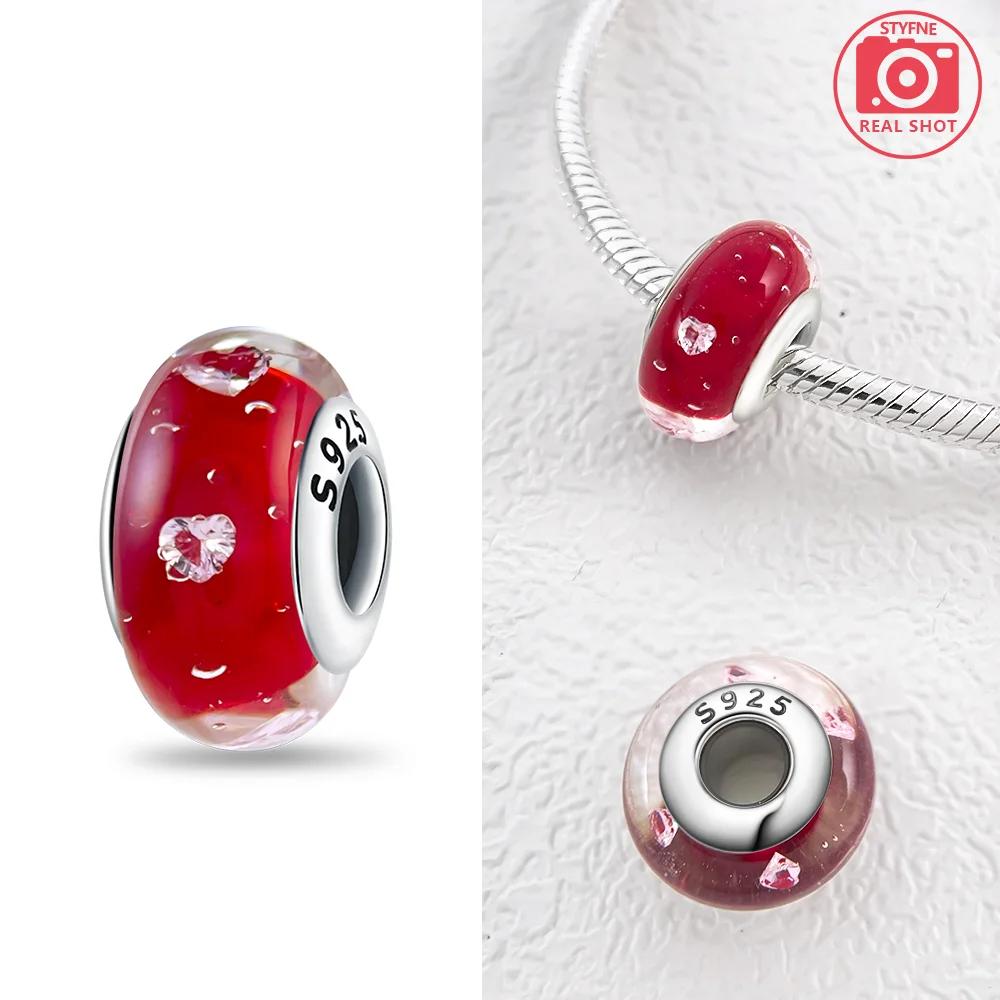 925 Silver Bracelet Women Diy Jewelry Gift Accessories Charms Beads Pink Murano Glass Blue Flower Butterfly Beads
