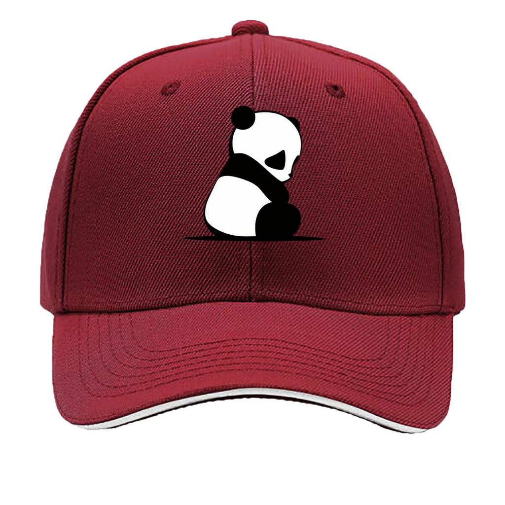 Cute Peeking Panda And Sitting Panda Illustration Sandwich Baseball Cap Sun Cap Outdoor Workouts Hat
