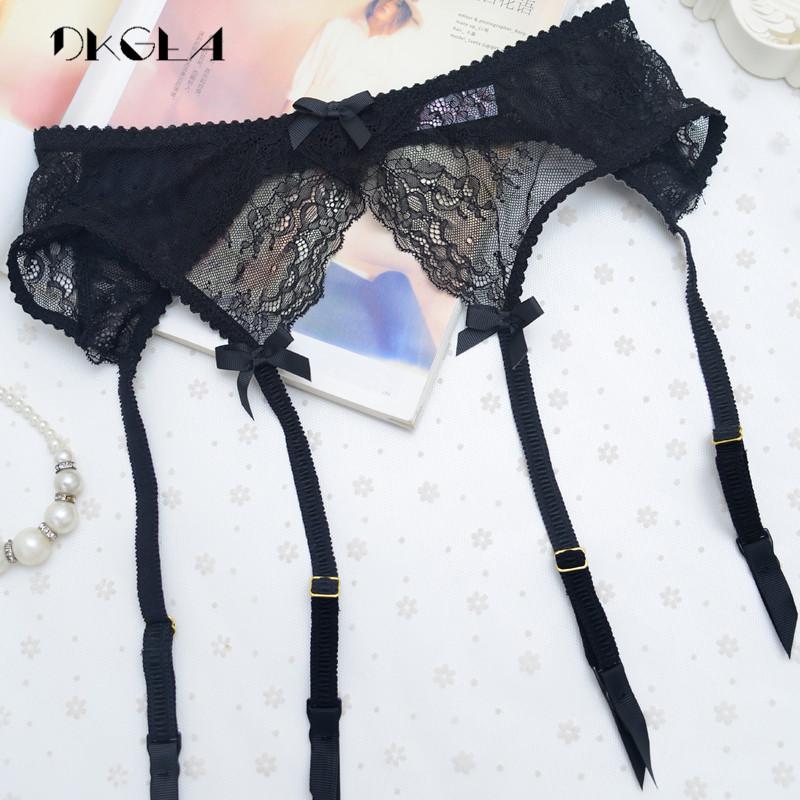 DKGEA Strumpfhalter aus Spitze, ultradünn, sexy Damen-Strapsgürtel mit Stickerei