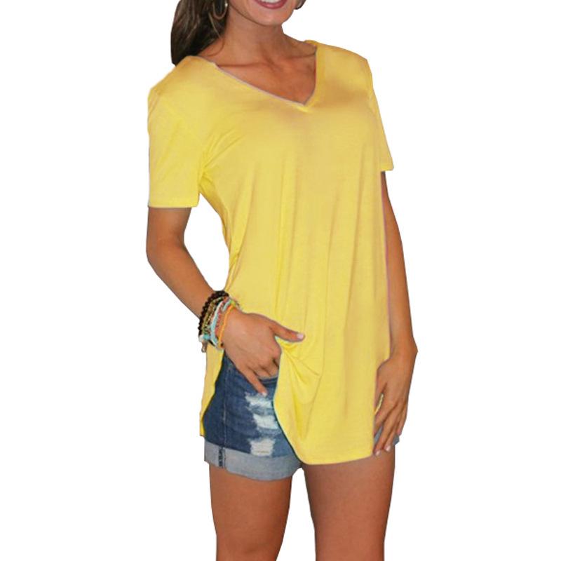 

Women s Large Size V-Neck Loose Casual Top T-Shirt Women L жовтий