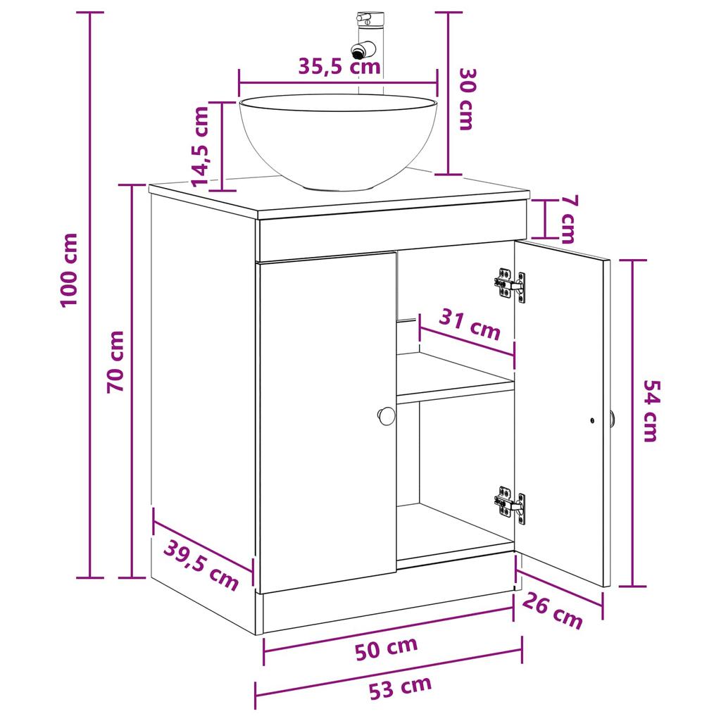 Bathroom Furniture Set Black Oak Engineered Wood