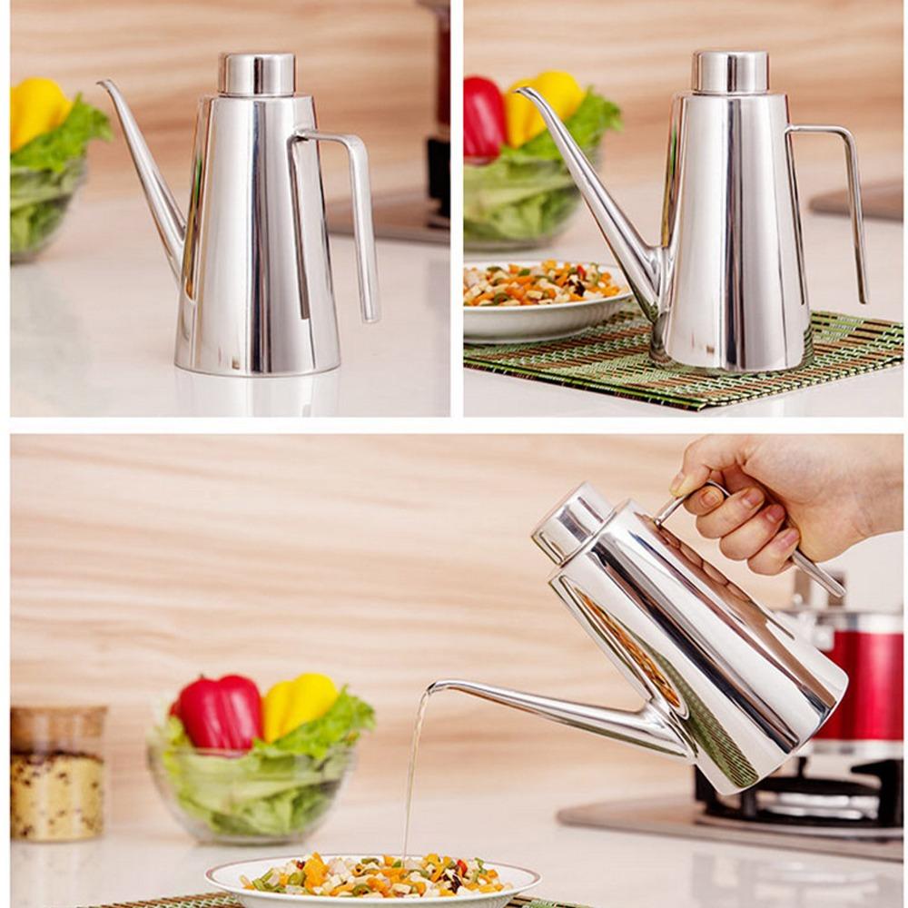 850ML Oil Storage Container 304 Stainless Steel Vinegar Bottle Olive Oil Dispenser  Kitchen Cooking