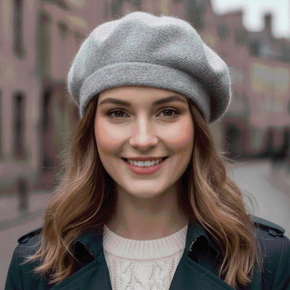 Soft Winter Woolen Beanie Elastic French Style Cap Plush Thermal Headwear Knit Beret Hat  Students