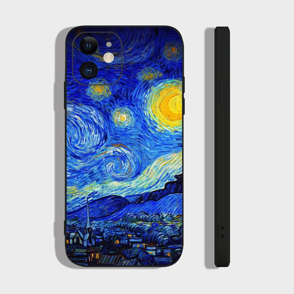 

The Starry Night Art Phone Case For IPhone 17 Air 16 15 14 13 Pro Max 11 12 Black Silicone Cover IPHONE 16PLUS