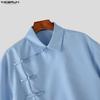 INCERUN Two Pieces Summer Men Lapel Neck Short Sleeve Cropped Tops and Pants Sets