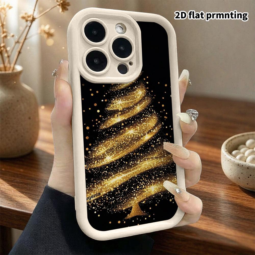Phone Case: 2D Flat, Suitable for iPhone 18, 17, 16, 15, 14, 13 Pro Protective Case, Glitter Christmas Tree, Perfect Christmas and Halloween Holiday G