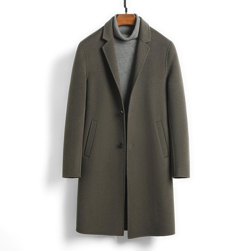 Suit Double-sided Woolen Coat Pure Wool Cashmere Coat Mid-autumn Long Woolen Coat for Men