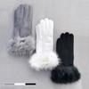 1 Pair Thread Design Winter Outfits Gloves Versatile Eco-Friendly Faux Mink Wristband Warmth Multi-Color