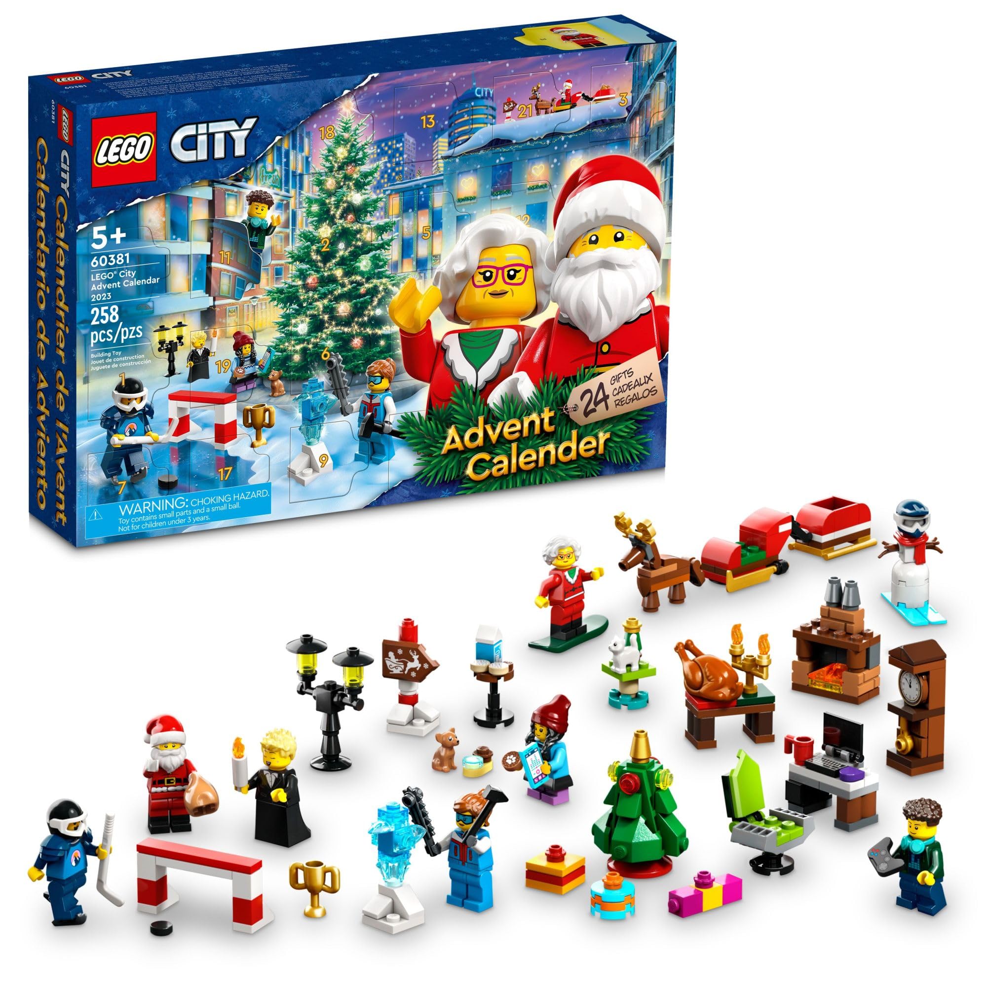 

LEGO City 2023 Адвент-календарь 60381 Рождественский праздничный набор для отсчета, Подарки для отсчета, Коллекционные предметы, Ежедневные сюрпризы