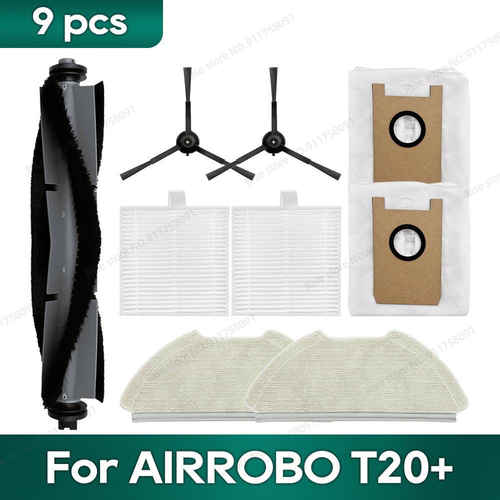 Fit for AIRROBO T20+ / T25+ / T30+ / L40+ / L50+ / L60+ / FIXR T20 Accessories Main Brush Hepa Filter Dust Bag Mop Washcloth