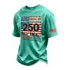 Men's Vintage Washed Short Sleeve Crew Neck T Shirt with 250th Independence Day Graphic Print and Sleeve Flag Patch Casual Tee