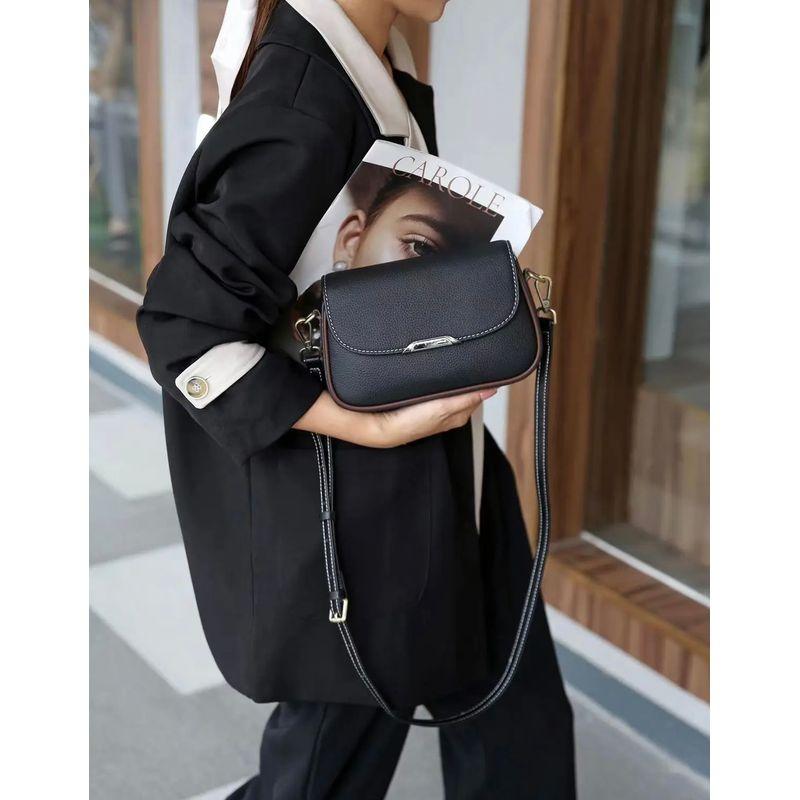 

First Layer Cowhide Women s Fashion Fancy Crossbody Bag Black