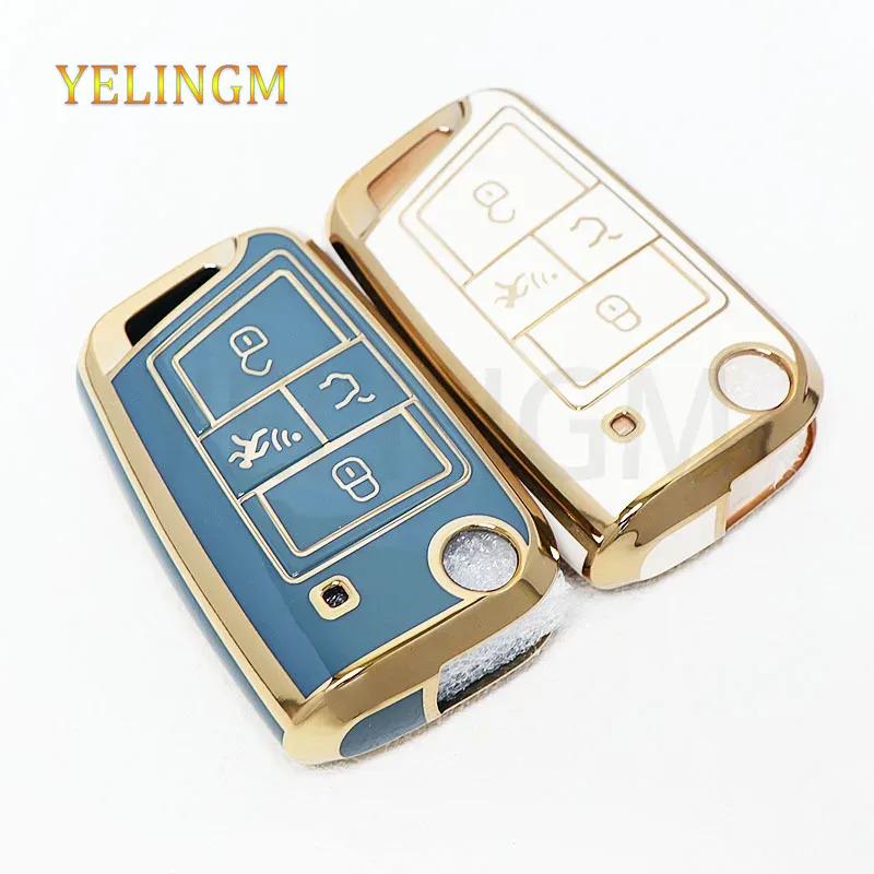 For Vw Volkswagen Golf 7 Mk7 Tiguan Mk2 Seat Ateca Leon Fr Ibiza Skoda Octavia Kodiaq 4 Buttons New Tpu Car Key Case Cover Shell