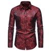 Heren S Lange Mouw Rozenprint Slim Fit Casual Shirt