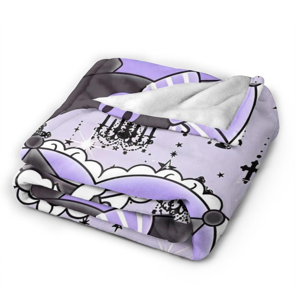 Cartoon Cool Cute Kuromi Fleece Throw Blanket Blanket for Home Outdoor Super Soft Bed Rug