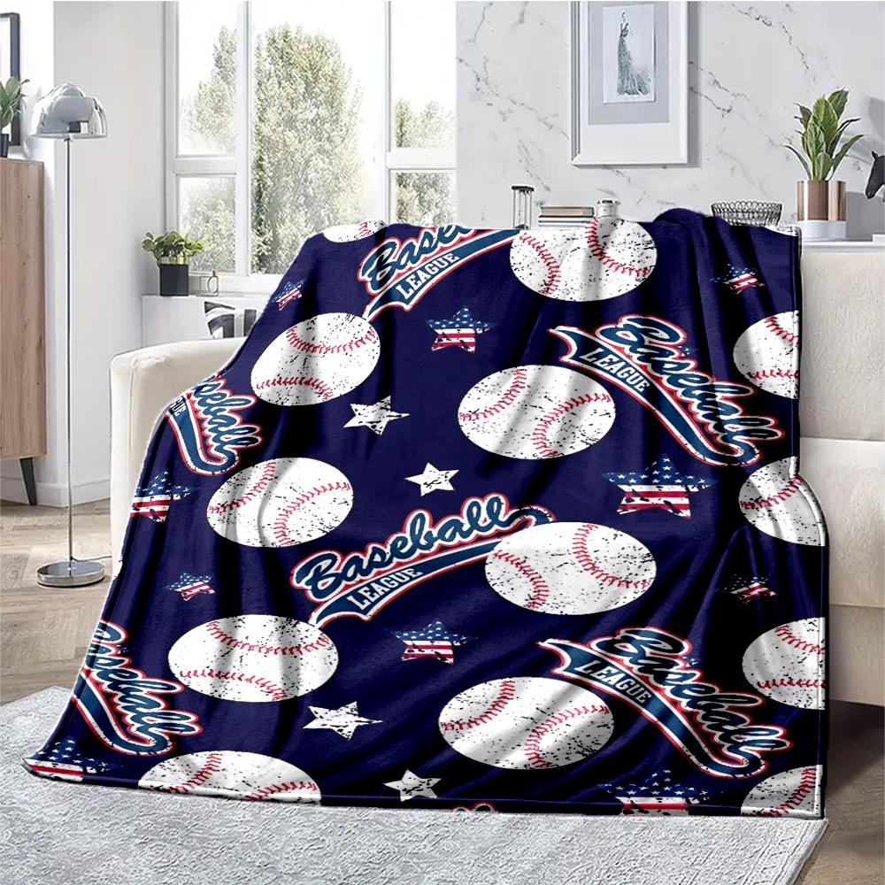 Baseball Theme Printed Blanket - Perfect for Couch, Bed, Travel & Outdoor Use | Machine Washable, Cozy & Durable.