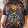 Art Nouveau Floral Sun T-Shirt, Boho Wildflowers Nature Top