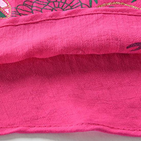 2 Pcs/Set Women Top Pants Set O Neck Flower Print Grandma Style Elastic Waists Summer Pajamas Set for Daily Wear