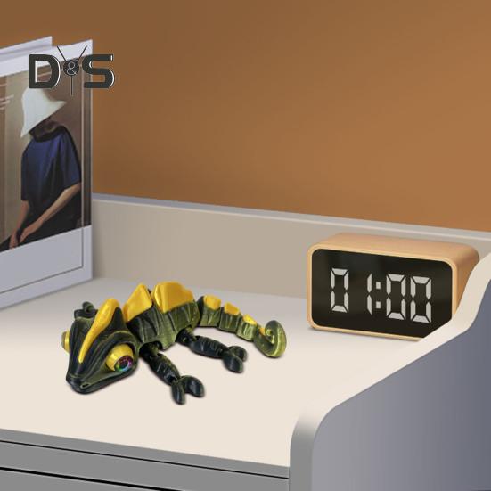 3D Printed Chameleon Figurine Movable Eyes Mini Lizard Figure Articulated Animal Model Toy Home Office Bookshelf Desktop Decoration Ornament