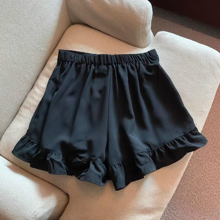 

2024 Осень Женские Милые Шорты с Воланами, с Завышенной Талией, в Студенческом Стиле, Свободного Кроя XS
