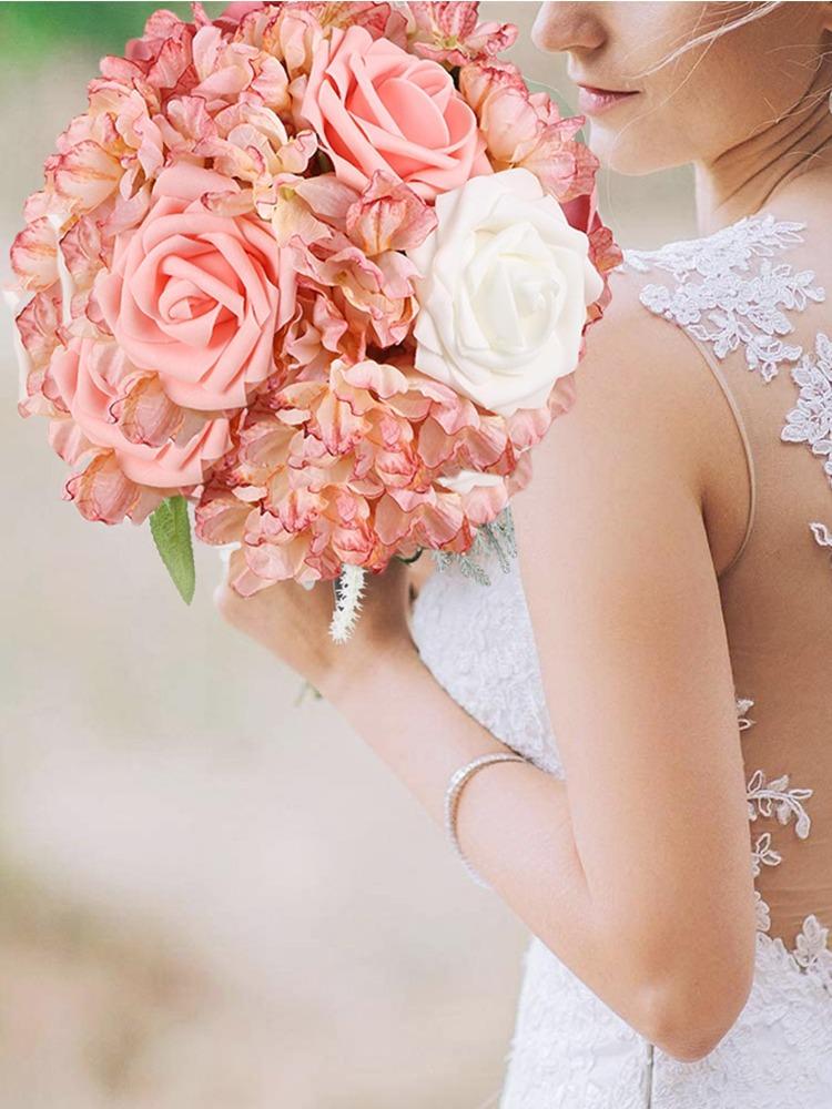 4 Pcs Large Vintage Dried Hydrangea Silk Artificial Flowers Fake Flowers Wedding Decorations for Ceremony Centerpieces Flower Craft Floral Arrangement