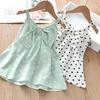 Süßes Neckholder-Kleid für Mädchen Sommer Kinder Ärmellos Gepunktet Floral Prinzessinnenkleid