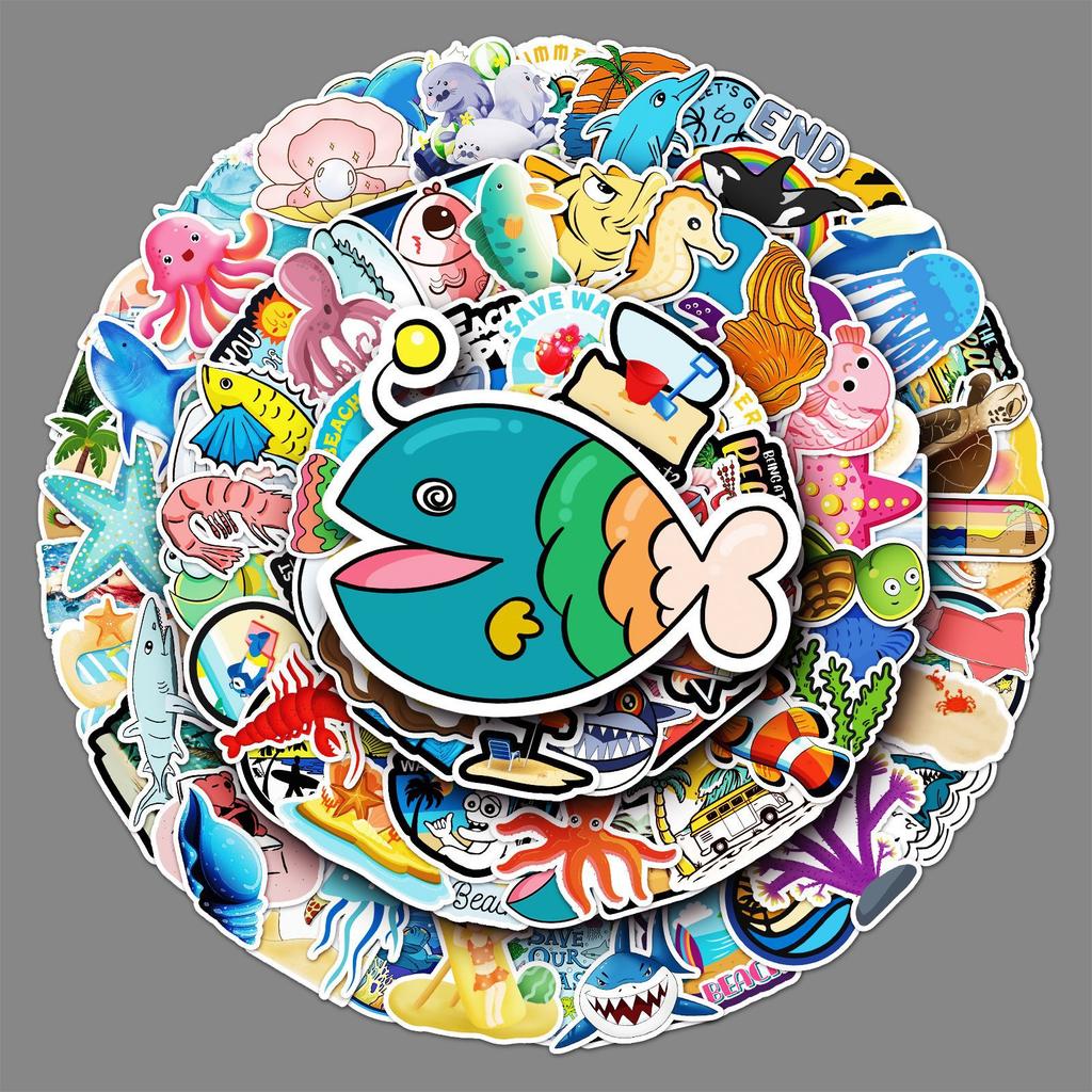 100 Cute Marine Life Laptop Scooter Suitcase Car Guitar Decoration Stickers