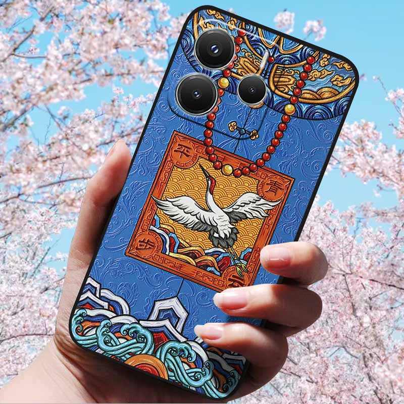 For Xiaomi Redmi Note 14 5G 4G Cases 3D Relief Embossed Retro Soft Silicone Covers For Redmi Note 14 5G Global Version 3D Cases