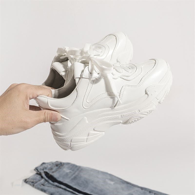 Autumn New Dad Shoes Platform Sneakers Female Korean Version Ulzzang Harajuku Height-increasing Students, White Shoes