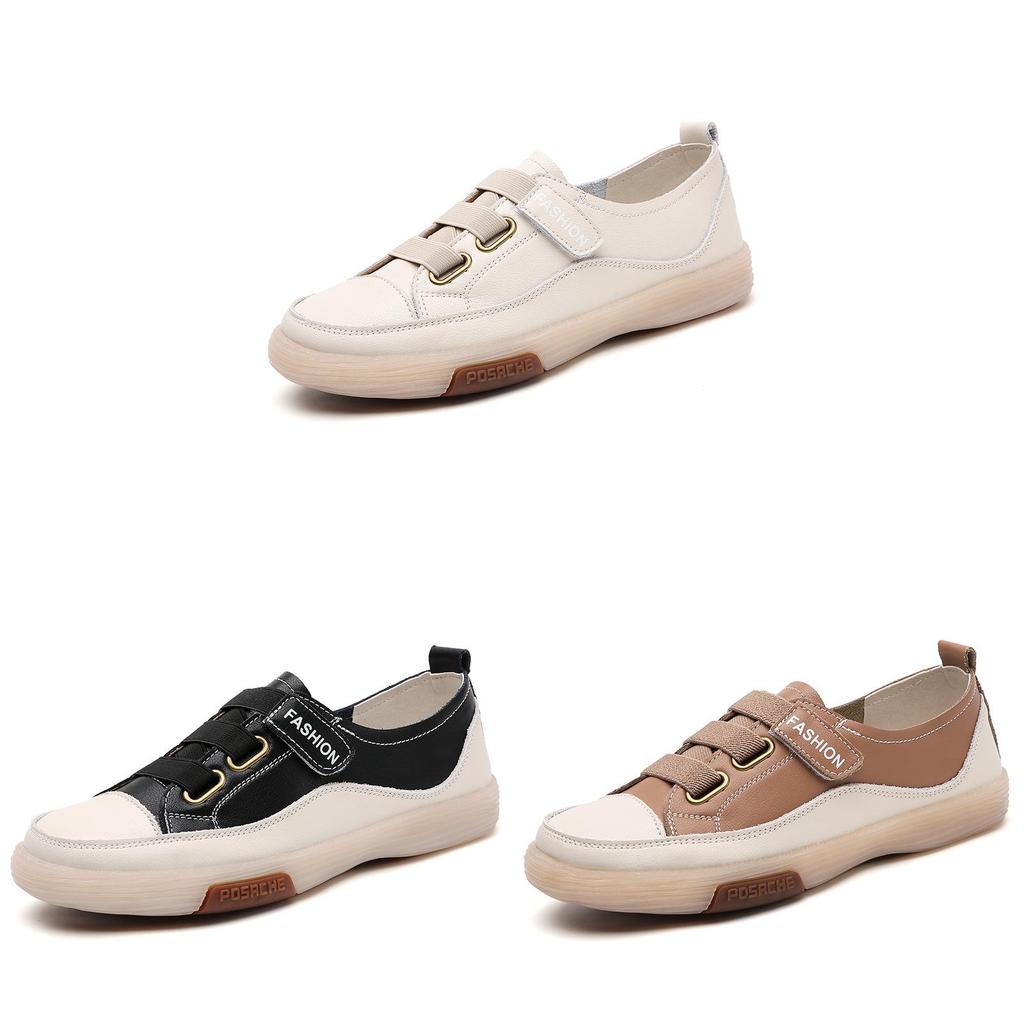 Korean Style Womens Casual Shoes With Leather Patchwork And Velcro For Summer And Spring Wear