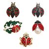Elegant Ladybugs Brooch Pin For Women Sparkling Crystal Enamel Jewelry Accessory Gift Ideas Elegant Diamonds Ladybugs Pin
