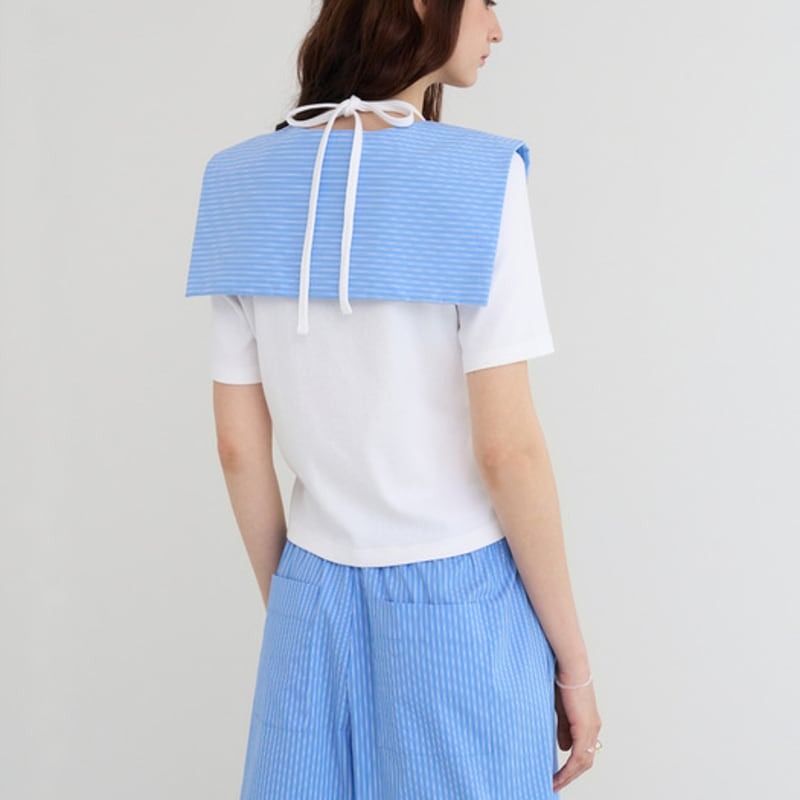 LE YIEL Ribbon Cape Collar_Light Blue