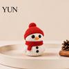 Christmas Snowman Decoration 3D Printed Knitted Figurine, Statue with Red Knit Small Figurine Hat and Scarf, Mini Sculpture for Holiday Desk