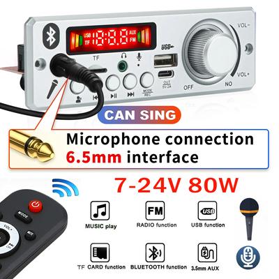 12V-24V 80W zesilovač Bluetooth MP3 WMA APE dekodérová deska handsfree autorádio mikrofon USB TF FM rádio DIY MP3 hudební přehrávač
