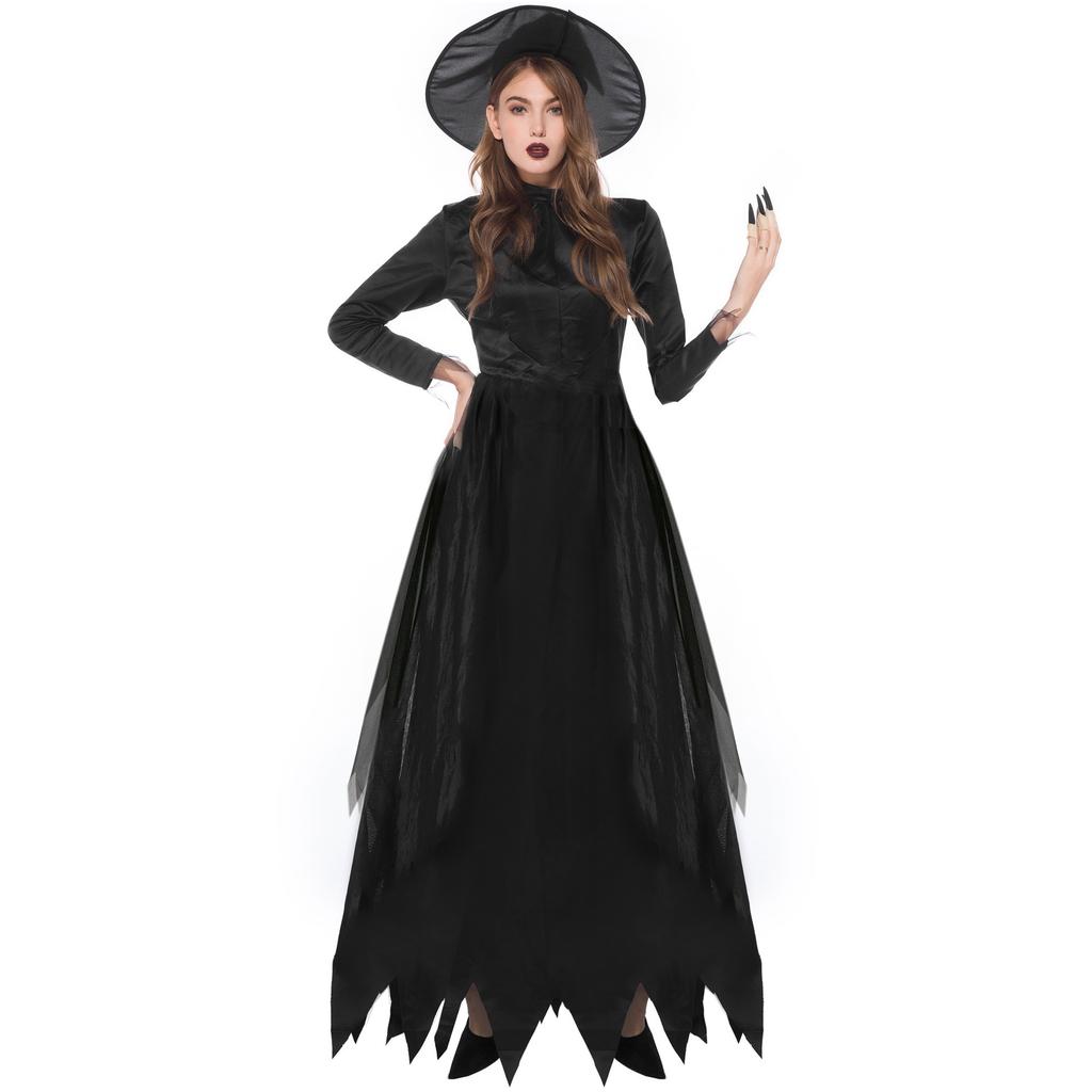 Cosplay export, halloween cos adult black witch dark demon horror masquerade ghost bride outfit
