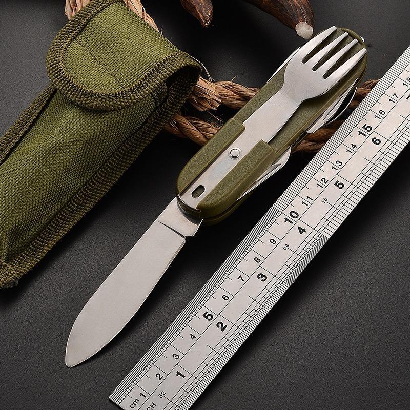 7 In 1 Multifunctional Outdoor Cutlery Portable Knife Spoon Fork Opener Can Opener Picnic Camping Hiking Trip Foldable Cutlery