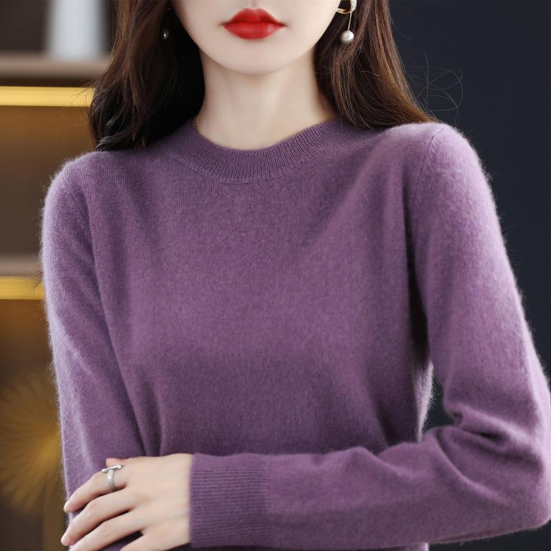 GMXIA Autumn Winter Loose Foreign Air Soft Waxy Chunky Crew Neck Pullover with A Sweater On The Outside