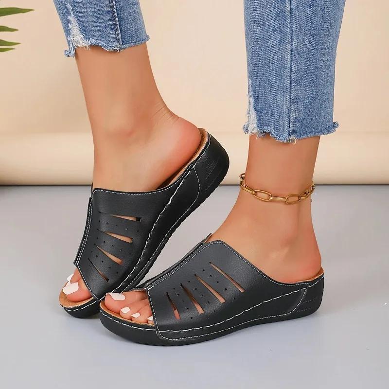 Large Sandals Women's Fish Mouth Thick Sole Flat Bottom Summer New Women's Sandals Casual Shoes  Women Sandals