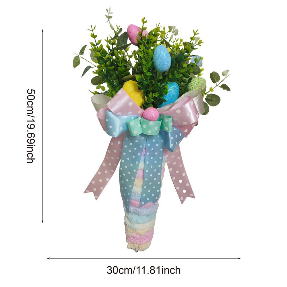 Easter Eggs Wreath Spring Season Ornaments Carrot Door Garland Happy Easter Holiday Indoor Outdoor Decorative Wreath