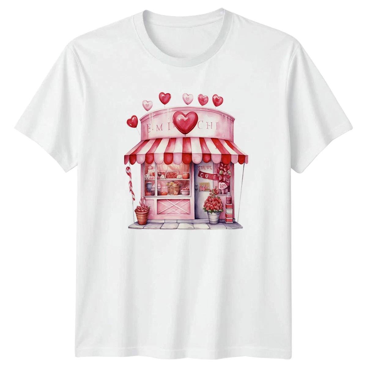 Sweet Shop Valentine?s Day Men?s T-Shirt Women?s Tee Graphic Unisex Top XL