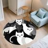 Black & White Cats Pattern Round rug,Carpet Rug for Living Room Bedroom Playroom ,Non-slip Floor Mat,Holiday Gifts and Birthday Gifts.