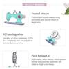 WOSTU 925 Sterling Silver Colorful Sewing Machine Charm Bead Pendant Fit Original Bracelet Necklace For Women Jewelry
