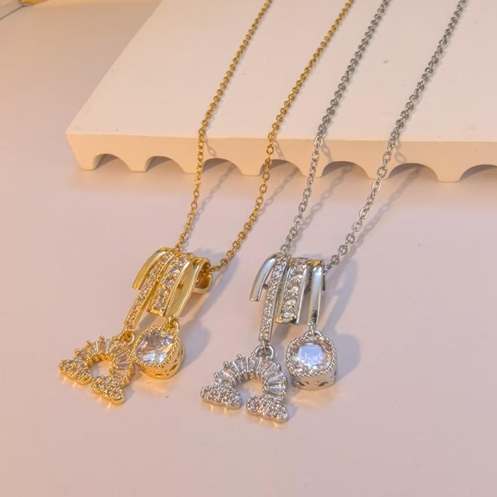 Titanium Steel Zircon Necklace Women'S Senior Personality Versatile Temperament Micro-Inlaid Pendant Jewelry