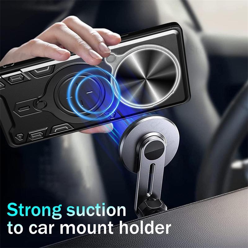 Slide Lens Push Window Armor Shockproof Case For Honor X8C X9C X9a X9B X8B Alloy Finger Ring Holder Magnetic Kickstand Cover For Magic 7 6 Pro 5 Lite