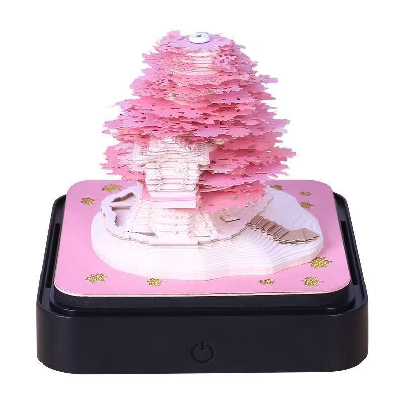 3D Carousel Paper Carving Calendar with High-End Desktop Decoration and Creative Sticky Notes