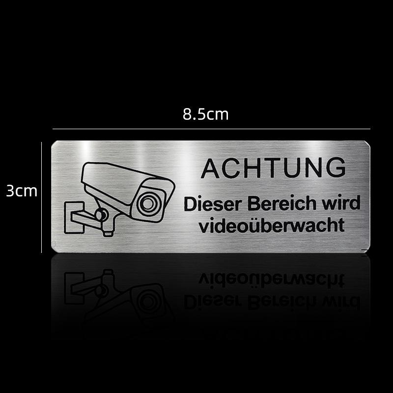 Brushed Aluminum Surveillance Sign Metal Safety Plate Anti-rust Stainless Steel Nameplate Durable Warning Label Outdoor