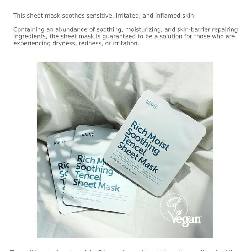 Dear, Klairs - Sheet Mask 1pc - 2 Types