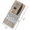 Set Of 10 Natural Jute Cutlery Bags, Jute With Lace Knife Bags, Cutlery Bags For Wedding