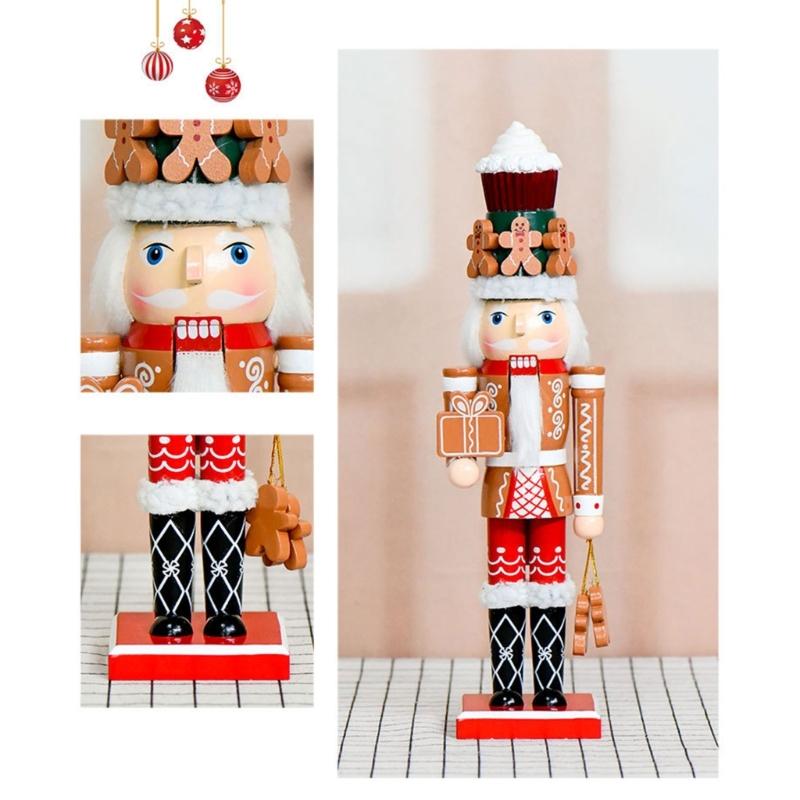 Festival Wooden Nutcrackers Statue 35Cm Tall Gingerbreads Man Inspired Christmas Decoration For Tabletop Display